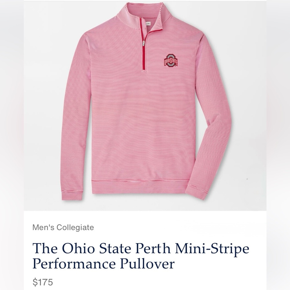 PETER MILLAR The Ohio State Perth Mini-Stripe Performance Pullover